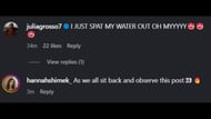 Screenshots of Julia Grosso and Hannah Shimek's comments on Jordyn Huitema's Instagram post (Images from - Instagram.com/@jordynhuitema)